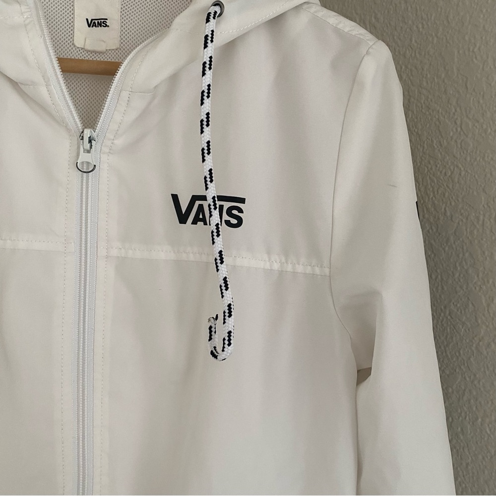 VANS Windbreaker Men’s Small Hooded full zip up Black/White Checkered - Picture 2 of 8